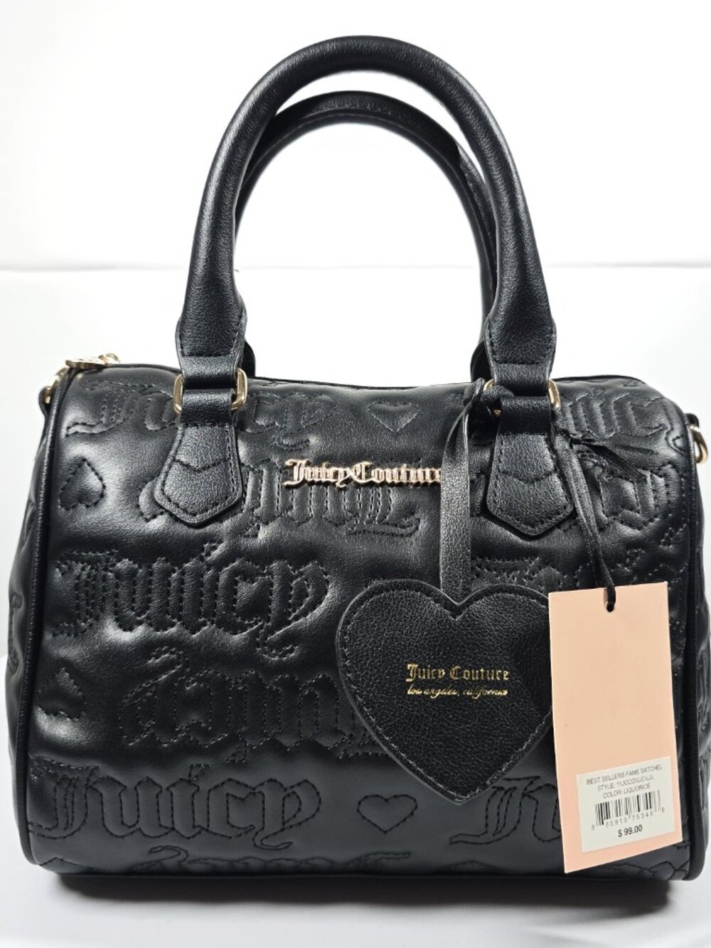Juicy Couture Satchel Shoulder Bag Black Y2K Quilted NWT
